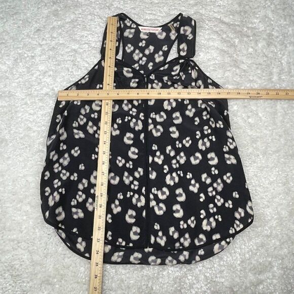 Rebecca Taylor Silk Floral Print Blouse Tank Black - Picture 8 of 8